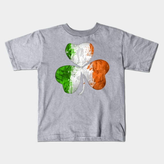 Irish Shamrock Grunge Kids T-Shirt by GAz